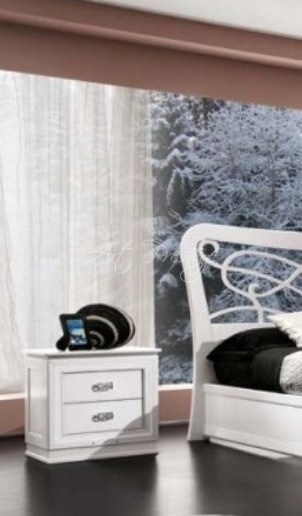 Art.2114/P Comò bianco e foglia argento - Art Prestige – Luxury Furniture