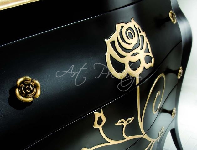 Art.Giada Dresser and bedside table in black and gold - Art Prestige – Luxury  Furniture